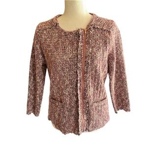 a.n.a. Frayed Rough Spun Asymmetrical Zippered Cardigan Jacket Size L